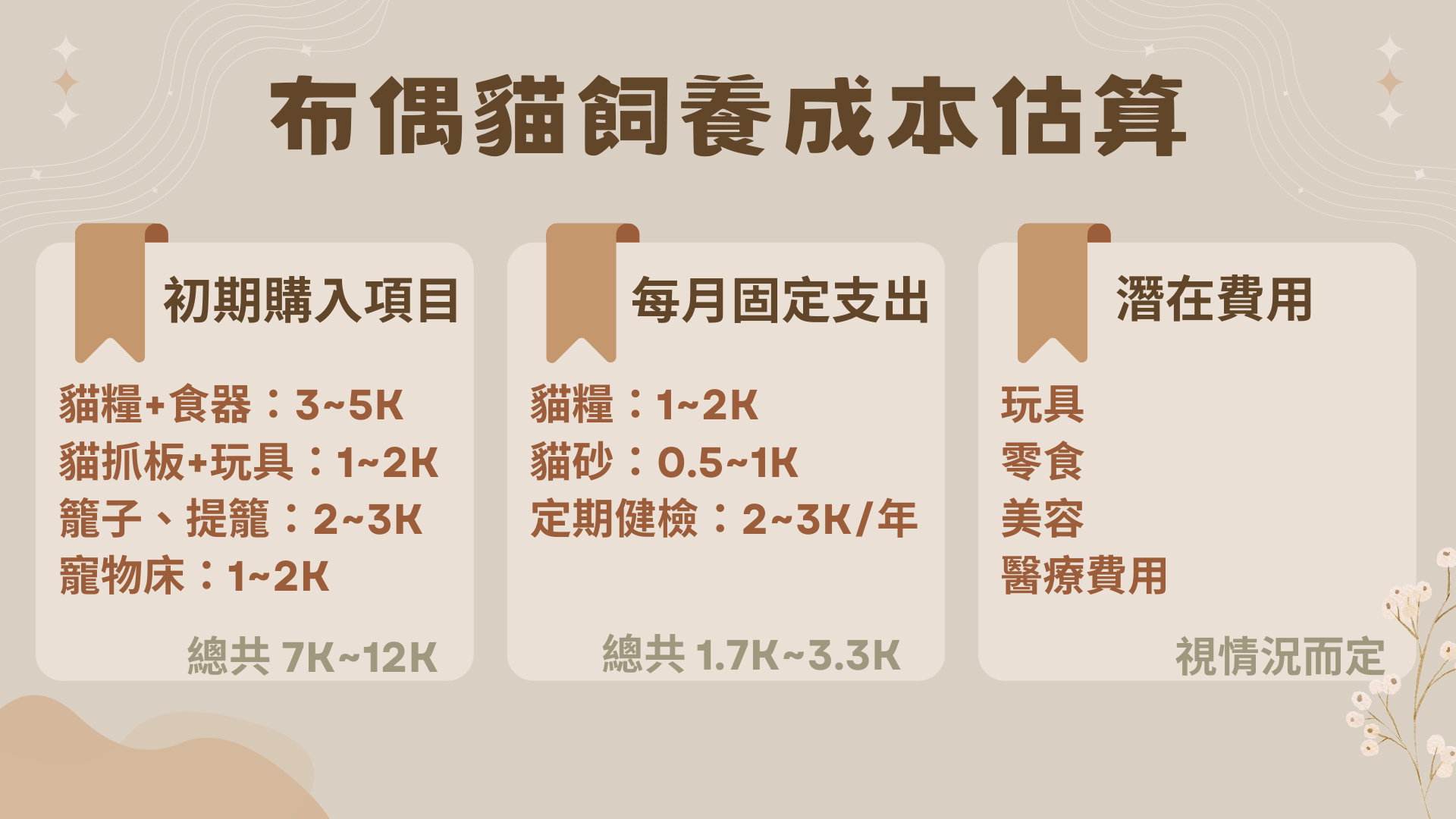 飼養布偶貓價格成本估算